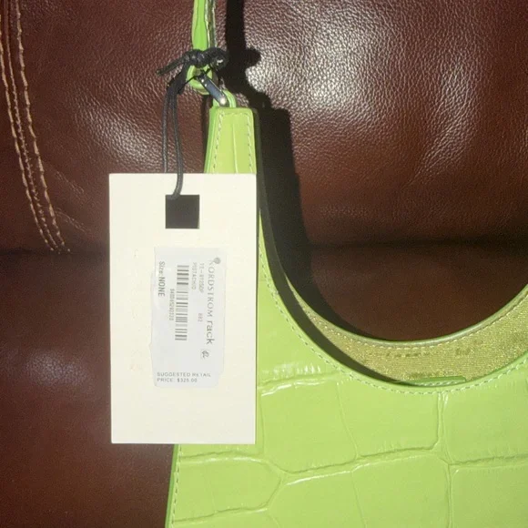 🔥🔥🔥NEW Staud Rey Green Croc Embossed Leather Shoulder Bag - Picture 11 of 14